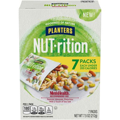 Planters NUT-RITION MEN&#39;S HEALTH Recommended Nut Mix with Peanuts, Almonds, Pistachios Sea Salt, 7 ct of 1.25 oz Packs