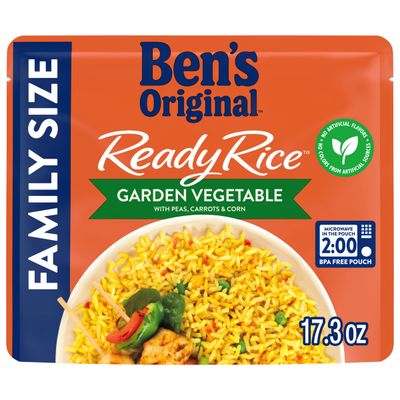 BEN&#39;S ORIGINAL READY RICE Garden Vegetable Medley Flavored Rice, Family Size, 17.3 OZ Pouch (Pack of 6)