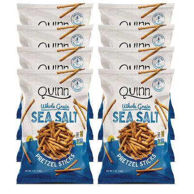 Quinn Gluten Free Sea Salt Pretzel Sticks - Whole Grain, Made with Real Ingredients, Whole Grain Sorghum, Sea Salt, Vegan, Gluten Free, Dairy Free, Non-GMO - 5.6 Oz (Pack of 8)