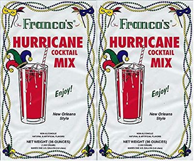 Franco&#39;s New Orleans Style Hurricane Cocktail Mix, 36 Ounce Pouch (Pack of 2, Makes 2 Gallons Total)