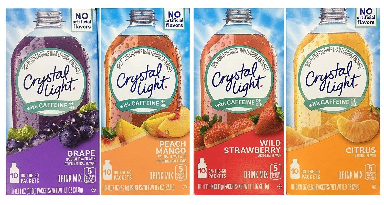 Crystal Light Kraft Crystal Light With Caffeine Variety Pack (40 Total Packets) Gluten Free - New 2016 Packaging - pack 4 .4 pack - 10 Count (Pack of 4)