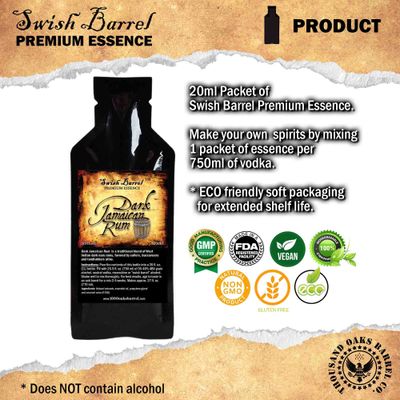 Dark Jamaican Rum Essence | Bootleg Kit Refills | Thousand Oaks Barrel Co. | Gourmet Flavor for Barrel Aged Cocktails Mixers and Cooking | 20ml .65oz Packet