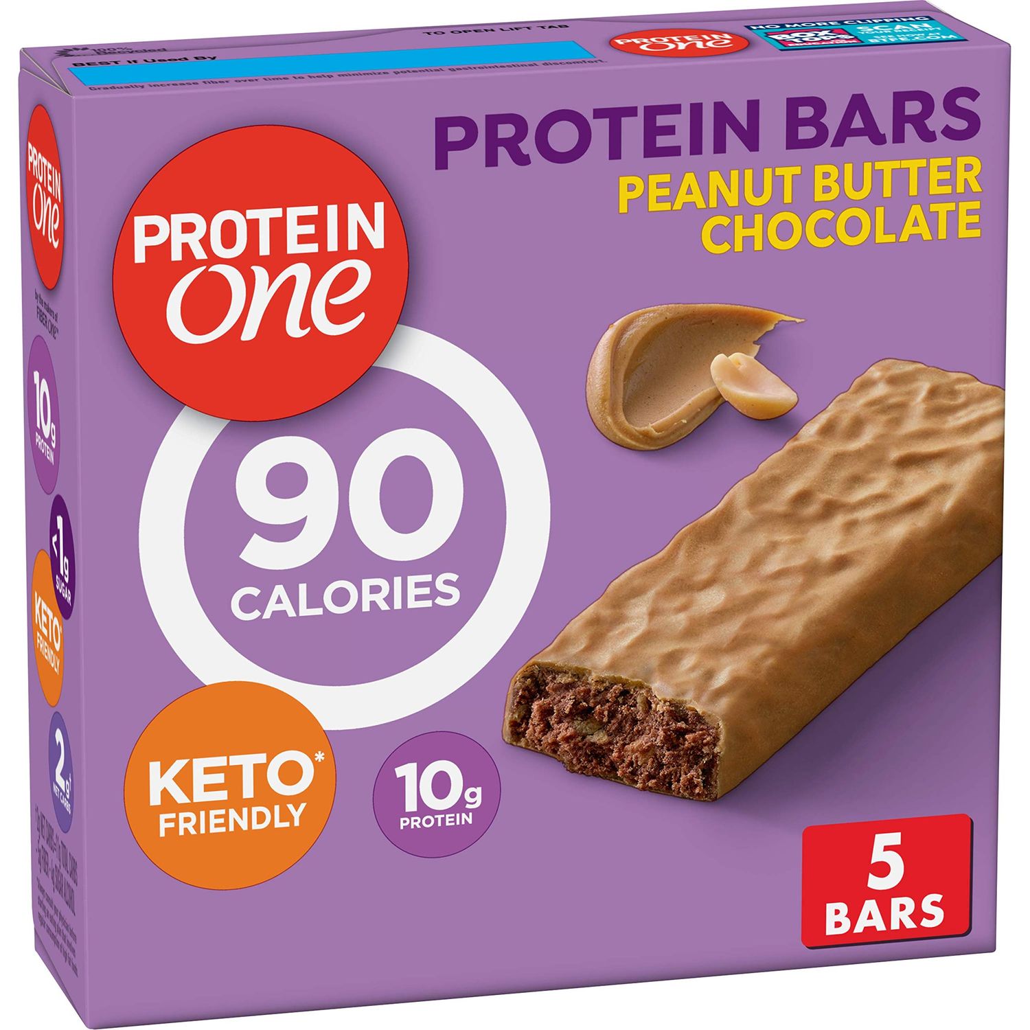 Protein One 90 Calorie Protein Bars, Peanut Butter Chocolate, Keto Friendly, 5 Ct, 4.8 oz
