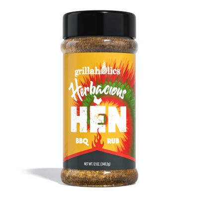 Grillaholics Herbacious Hen Chicken Seasoning - Insanely Herbal Chicken Dry Rub Blend - 24+ Herbs &amp; Spices - Great on Rotisserie Chicken, Beer Can Chicken, Fried Chicken, Wings, Turkey, Ribs, and Pork