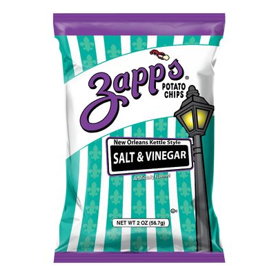 Zapps New Orleans Kettle-Style Potato Chips Salt and Vinegar Flavor (2 oz Bags, 25 Count), Crunchy Chips with a Spicy Kick, Perfect On-The-Go, Gluten Free Snack