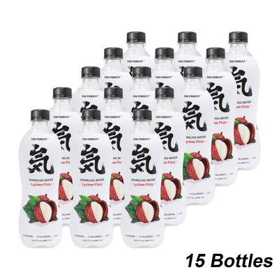 CHI FOREST Sparkling Water, Lychee Fizzy Flavored Bubbly Sparling Water in Bottle, 0 Sugar and 0 Calories Carbonated Water, 16.2 Fl oz(480ml), Pack of 15