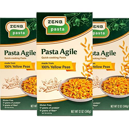 ZENB Plant Based Pasta Agile, Quick Cooking Pasta, Ready To Eat In 3 Minutes, Made From 100% Yellow Peas, Gluten Free, Vegan, (Pack of 3)