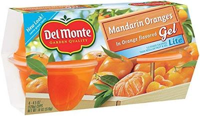 Del Monte Mandarin Oranges in Lite Orange flavored Gel Plastic Fruit Cups, 4.5 Ounce (Pack of 24)
