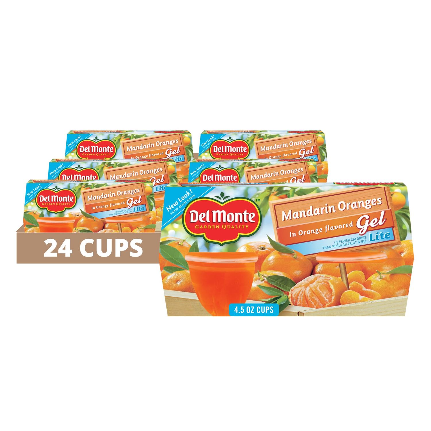 Del Monte Mandarin Oranges in Lite Orange flavored Gel Plastic Fruit Cups, 4.5 Ounce (Pack of 24)