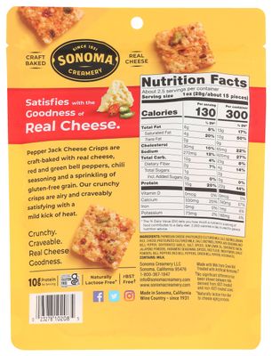SONOMACREA CRISP CHEESE PEPPER JACK 2.25 OZ