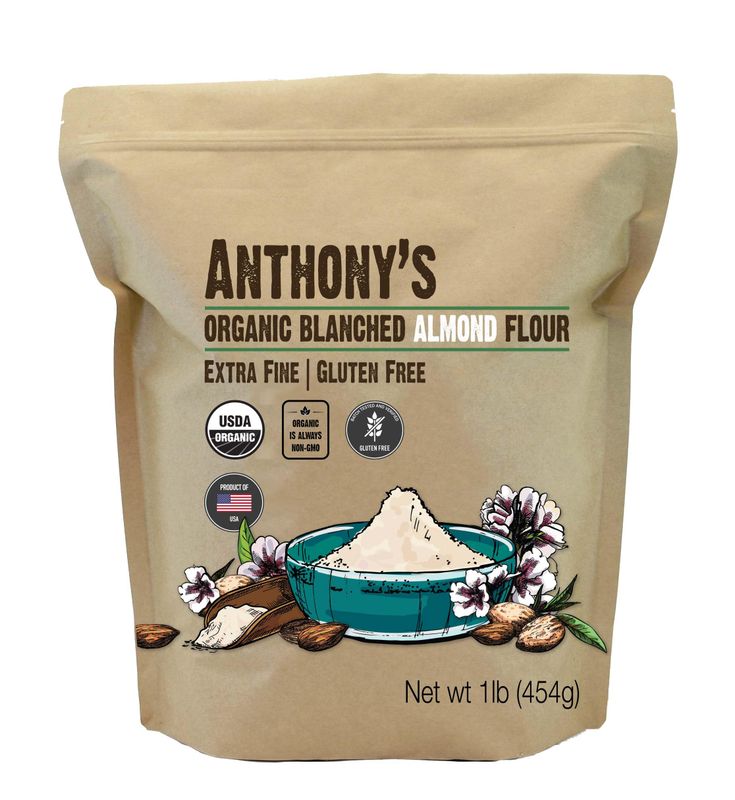 Anthony&#39;s Organic Almond Flour, 1 lb, Blanched, Gluten Free, Non GMO, Keto Friendly, Extra Fine, Low Carb
