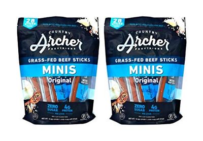 Country Archer Mini Beef Sticks Original Flavor - 56 Individually Wrapped Mini Beef Sticks Total - Gluten Free - Made With 100% Grass Fed Beef - Certified Paleo