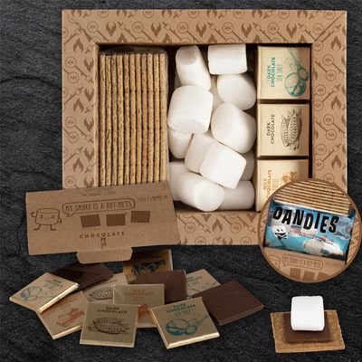 Astor Chocolate Ultimate Smores Kit, Smores Kit for Fire Pit Includes Assorted Premium Belgian Chocolates, Graham Crackers and Marshmallows, Great Holidays Gift and Movie Nights, Smores Caddy 15.8oz