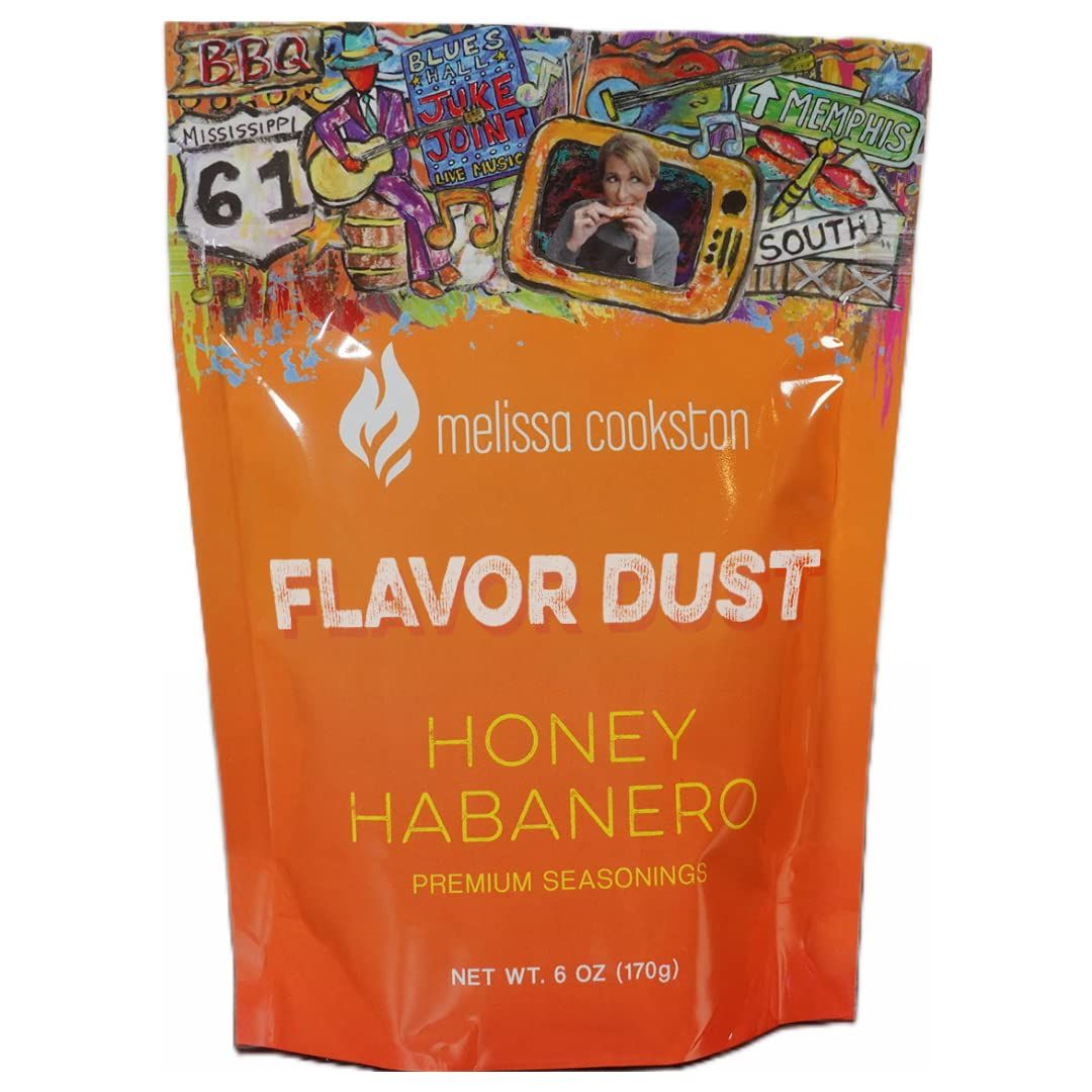 Melissa Cookston Flavor Dust | Chicken Wing Coating &amp; Wing Dust for BBQ and Cooking | Award Winning &amp; Competition Style Barbecue Dry Rub | Honey Habanero, 6 Oz