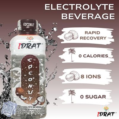 iDrat Electrolyte Beverage Drink for Hydration and Recovery 21.30 fl oz 12 count pack (Coconut)