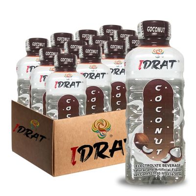 iDrat Electrolyte Beverage Drink for Hydration and Recovery 21.30 fl oz 12 count pack (Coconut)