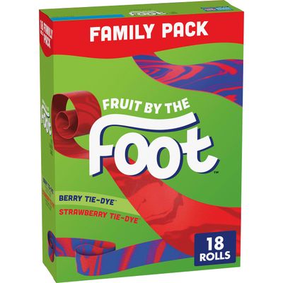 Fruit By The Foot Fruit Flavored Snacks, Berry Tie-Dye &amp; Strawberry Tie-Dye, Family Pack, 18 Rolls, 13.5 oz