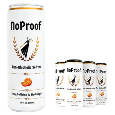 NoProof Energy Seltzer Water - Orange, 50mg Caffeine, Zero Calories, Non-Alcoholic, Energy Drinks Sugar Free, B-Vitamins, Electrolytes, 12 fl oz (6-Pack)