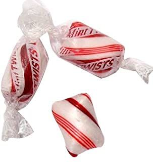 Peppermint Red &amp; White Cylinder Shaped Mint Candy Twists - 2 Pounds-Individually Wrapped