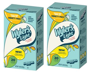 Wyler&#39;s Light TikTok Bundle Variety Pack - Pack of 2 Blue Variety Boxes - 20 Packets Per Box - 40 Servings - Trend Inspired Flavors - Low Calorie Drink Mix