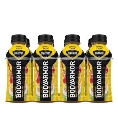 BODYARMOR Sports Drink Sports Beverage, Tropical Punch, Coconut Water Hydration, Natural Flavors With Vitamins, Potassium-Packed Electrolytes, Perfect For Athletes, 12 Fl Oz (Pack of 8)