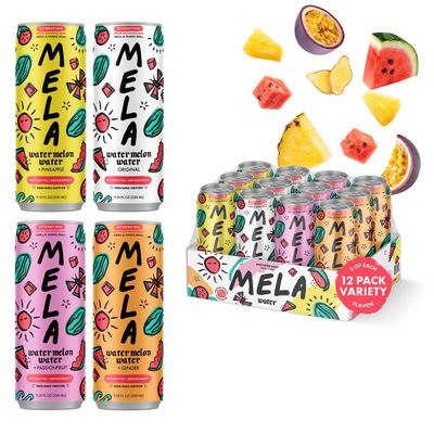 Mela Watermelon Water - Hydrating Watermelon Juice Drink w/Vitamin C, Electrolytes, &amp; Antioxidants - Non-GMO, Gluten-Free, Real Fruit Juice Watermelon Drink (Variety, 11.15 fl oz, 12-Pack)