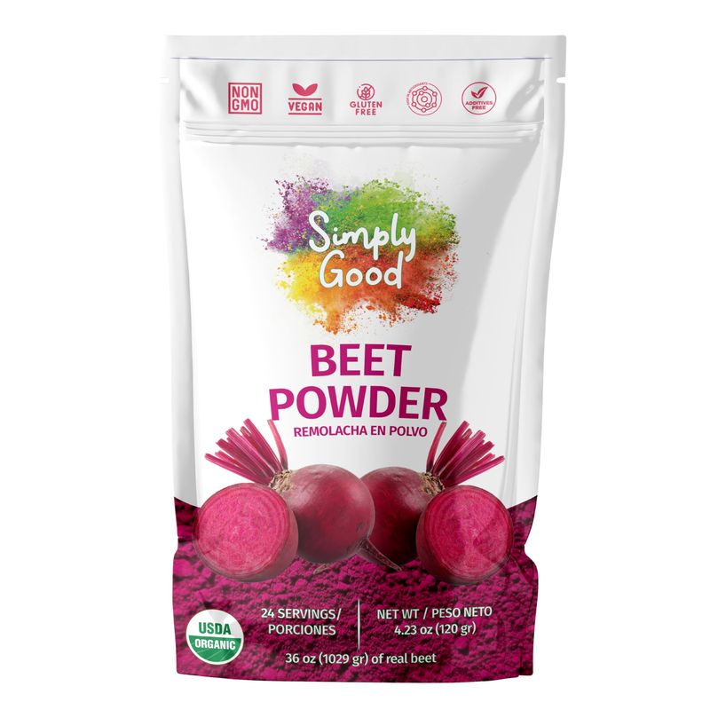 Simply Good Organic Beet Powder - 4.23 oz Pouch (24 Servings) - Nutrient-Rich Superfood, Non-GMO, Vegan, Gluten-Free, Kosher - Sourced from Natural Organic Farms