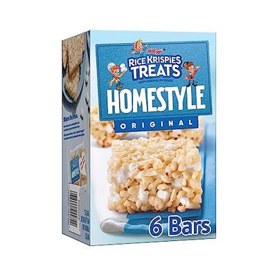 Rice Krispies Treats Homestyle Crispy Marshmallow Squares, Kids Snacks, Cereal Bars, Original, 6.98oz Box (6 Bars)