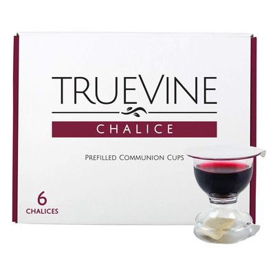TrueVine Chalice Communion Cups and Wafer Set - Prefilled Cups w/Fresh Unleavened Bread &amp; Grape Juice - Carefully Packaged &amp; Easy to Open Elements for your Church Services, Fits in Trays (100 Count)