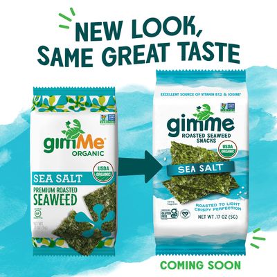 Gimme Seaweed - Sea Salt - 20 Count - Organic Roasted Seaweed Sheets - Keto, Vegan, Gluten Free - Great Source of Iodine & Omega 3s - Healthy On-The-Go Snack for Kids & Adults