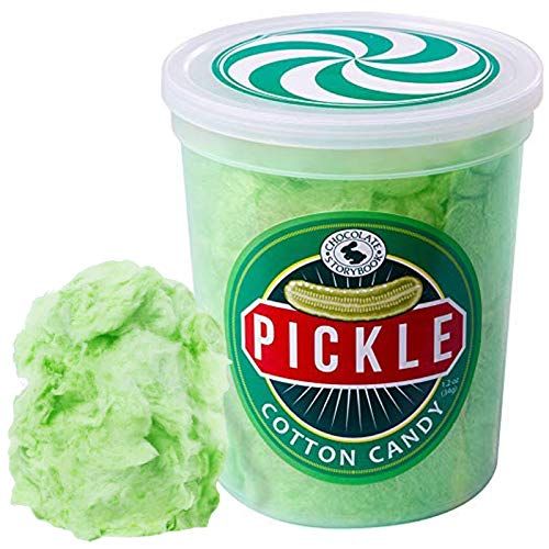 CHOCOLATE STORYBOOK Pickle Gourmet Flavored Cotton Candy - Unique Idea for Holidays, Birthdays, Gag Gifts, Party Favors