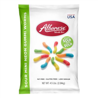 Albanese World&#39;s Best Sour Mini Neon Gummi Worms, 4.5lbs of Candy