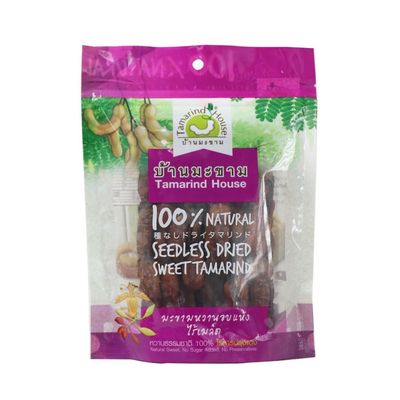 Seedless Dried Sweet Tamarind Snack Natural Real Herbal Fruit Net Wt 90 G ( 3.17 Oz) Tamarind-house Brand X 2 Bags