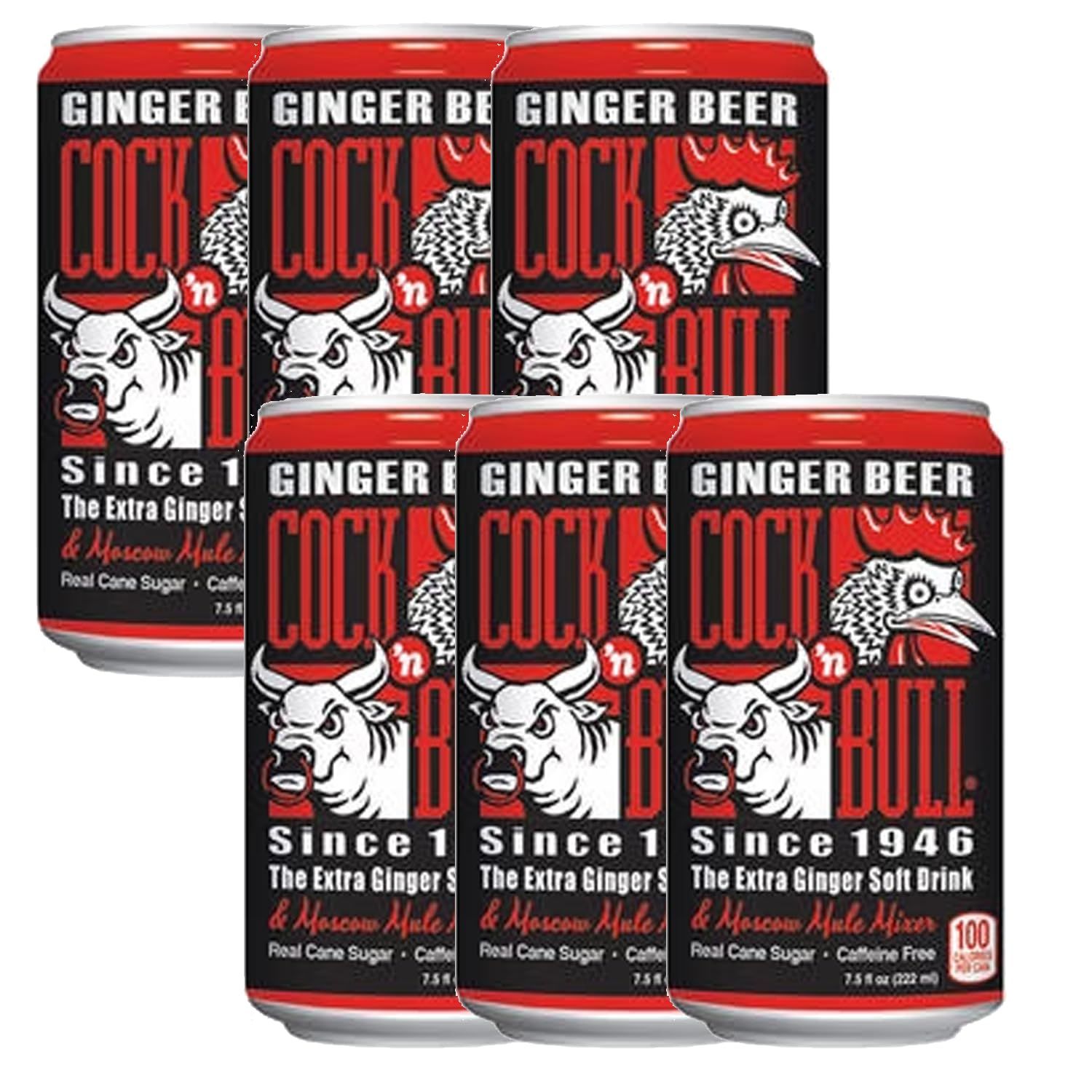 Cock n Bull Ginger Beer 6 Pack 7.5oz Soda Cans - Ideal Mixer for Cocktails, Mocktails, and Bartenders - Premium Quality for Perfect Mixed Drinks - Refreshing Flavor Profile- Made In USA