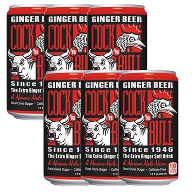 Cock n Bull Ginger Beer 6 Pack 7.5oz Soda Cans - Ideal Mixer for Cocktails, Mocktails, and Bartenders - Premium Quality for Perfect Mixed Drinks - Refreshing Flavor Profile- Made In USA