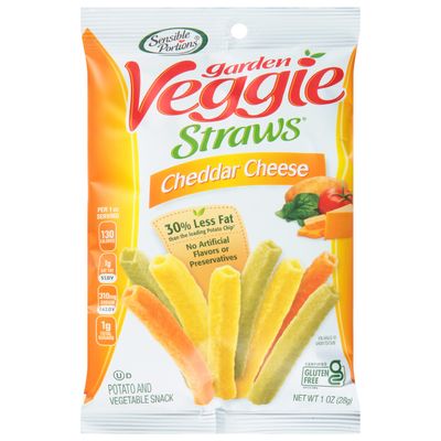 Sensible Portions Garden Veggie Snacks - Veggie Straws, Snack Size, Cheddar Cheese, 1 Oz (Pack of 24)