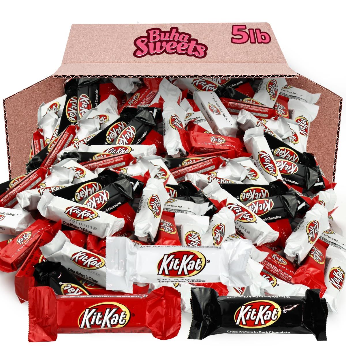 KIT KAT Miniatures Assorted Chocolate and White Creme Wafer Candy Bars in Bulk for Party Favors - Individually Wrapped Kitkat Candy Bars Fun Sharing Size Perfect for Snacking, Adults and Kids, 2lb