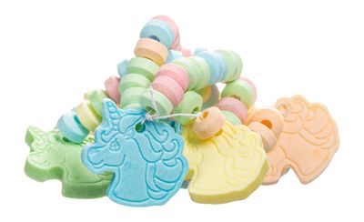 48 Unicorn Candy Bracelets, Individually Wrapped Jewelry for your Unicorn Themed Party, Bulk Candy Perfect for Goody Bags, Party Favors and Birthdays, by 4YoreElves, Pack of 48 x 0.53oz