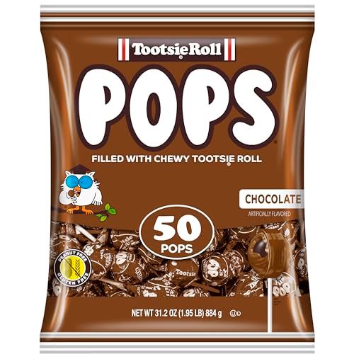 Tootsie Pops Single Flavor Bag - Chocolate Flavored Lollipops with Chocolatey Center - Individually Wrapped Hard Candy - Brown Candy - Peanut Free, Gluten Free, 50 Count (Pack of 1)