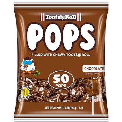 Tootsie Pops Single Flavor Bag - Chocolate Flavored Lollipops with Chocolatey Center - Individually Wrapped Hard Candy - Brown Candy - Peanut Free, Gluten Free, 50 Count (Pack of 1)