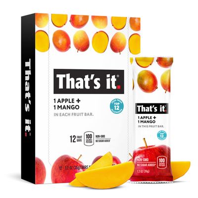 That&#39;s it. Apple + Mango 100% Natural Real Fruit Bar, Best High Fiber Vegan, Gluten Free Healthy Snack, Paleo for Children &amp; Adults, Non GMO No Sugar Added, No Preservatives Energy Food (12 Pack)