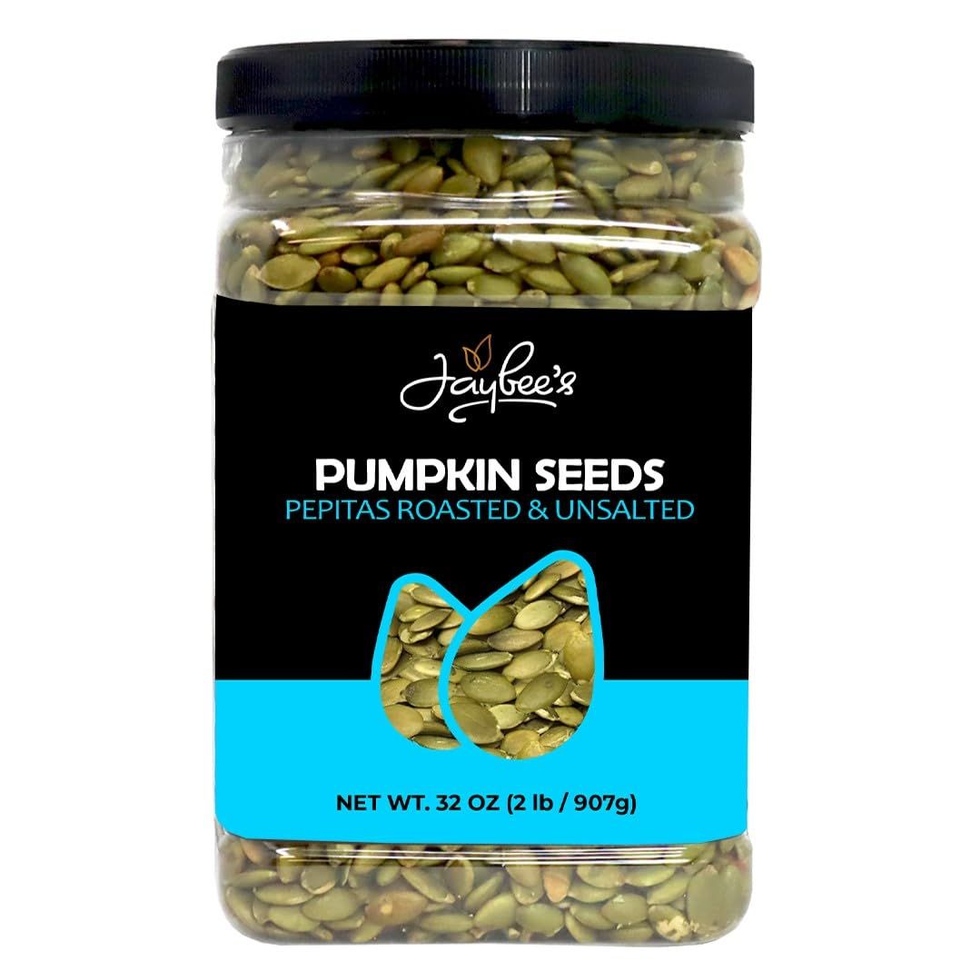 Pumpkin Seeds Pepitas Roasted Unsalted - 32 oz - 2 Pound | Healthy Snack | Vegan, Keto Diet Friendly | Hand-Picked | Kosher Certified | Pumpkin Seed | Jaybee&#39;s Nuts