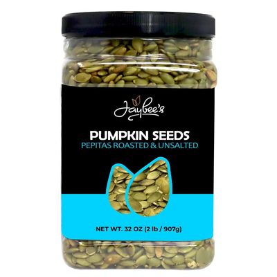 Pumpkin Seeds Pepitas Roasted Unsalted - 32 oz - 2 Pound | Healthy Snack | Vegan, Keto Diet Friendly | Hand-Picked | Kosher Certified | Pumpkin Seed | Jaybee&#39;s Nuts