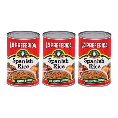 La Preferida Canned Spanish Rice - Quick &amp; Easy, Robust Sauce of Tomatoes, Bell Pepper and Onion. Vegan, Natural ingredients, No preservatives, 15 oz (Pack of 3)