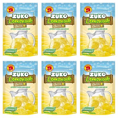 ZUKO Classic Lemonade Instant Powder Drink, Family Pack 14.01 Oz, No Sugar Needed, Vitamin C (Pack of 6)