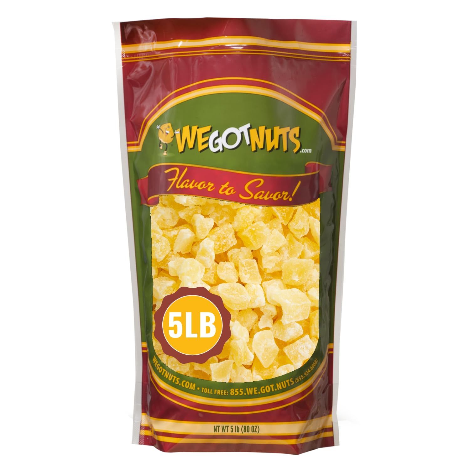 We Got Nuts Dried Pineapple Chunks | Freshly Packed Pineapple In A Perfectly Sealed Bag | Healthy Snack Full Of Vitamins, Minerals, Antioxidants, Fibers &amp; Enzymes | Kosher Certified Dried Fruit (5lb)