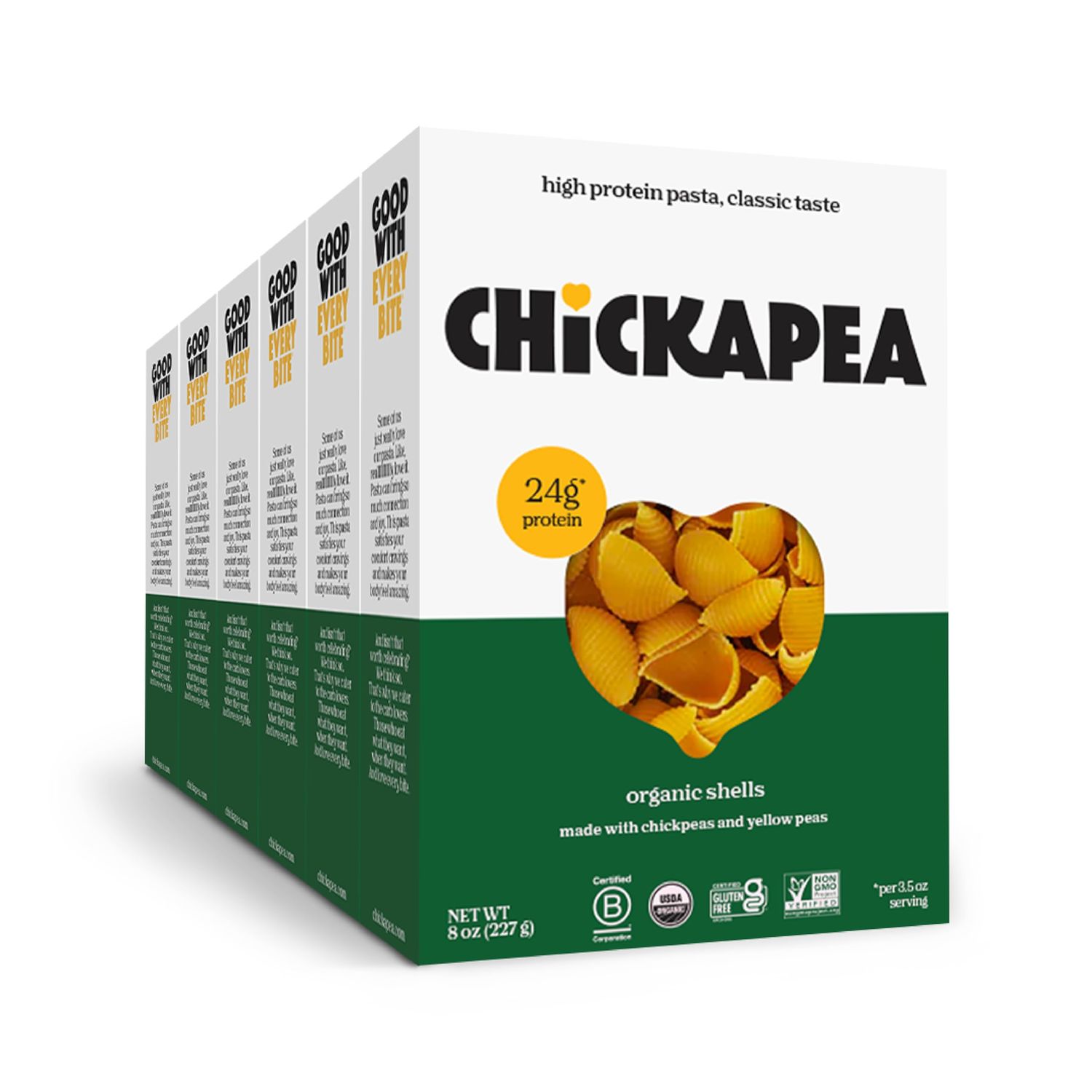 Chickapea Organic Chickpea Pasta - Shells - 8 oz (Pack of 6)