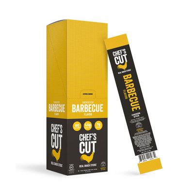 Chef&#39;s Cut Chicken Snack Sticks, Barbecue, High Protein Meat Snack, Individually Wrapped, 7g Protein and 60 Calories, Gluten Free - 1 Ounce (Pack of 16)