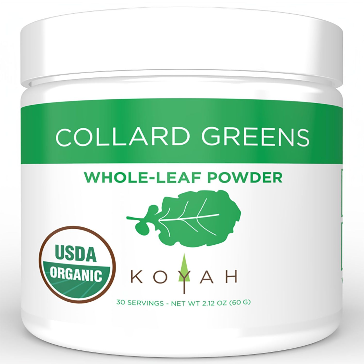 KOYAH - Organic USA Grown Collard Greens Powder (Equivalent to 15 Cups Fresh): Freeze-Dried, Whole-Leaf Powder