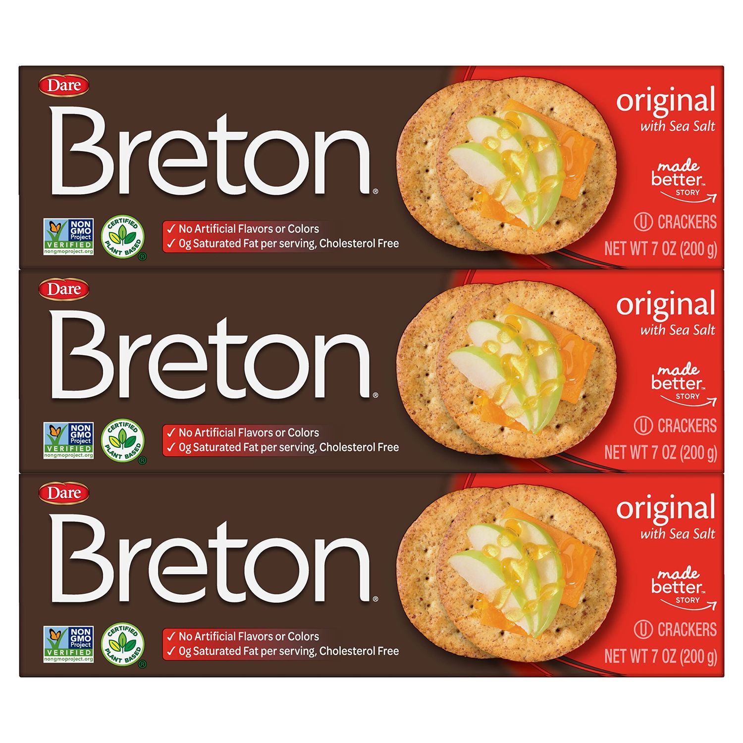 Breton Original Crackers 7 Ounce Pack of 3